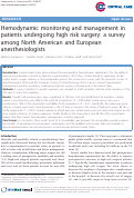 Cover page: Hemodynamic monitoring and management in patients undergoing high risk surgery: a survey among North American and European anesthesiologists