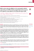 Cover page: Multi-center external validation of an automated method segmenting and differentiating atypical lipomatous tumors from lipomas using radiomics and deep-learning on MRI