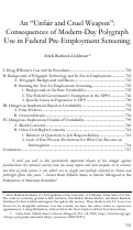 Cover page: An "Unfair and Cruel Weapon": Consequences of Modern-Day Polygraph Use in Federal Pre-Employment Screening