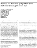 Cover page: Presence and Predictors of Hepatitis C Virus RNA in the Semen of Homeless Men