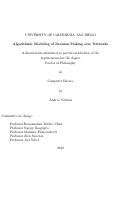 Cover page: Algorithmic modeling of decision making over networks