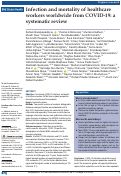 Cover page: Infection and mortality of healthcare workers worldwide from COVID-19: a systematic review