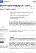 Cover page: Engineering Materials and Devices for the Prevention, Diagnosis, and Treatment of COVID-19 and Infectious Diseases.