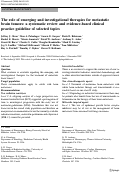 Cover page: The role of emerging and investigational therapies for metastatic brain tumors: a systematic review and evidence-based clinical practice guideline of selected topics