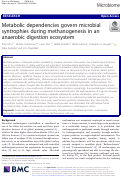 Cover page: Metabolic dependencies govern microbial syntrophies during methanogenesis in an anaerobic digestion ecosystem.