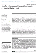 Cover page: Benefits of Incremental Hemodialysis Seen in a Historical Cohort Study