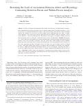 Cover page: Revisiting the Lack of Association Between Affect and Physiology: Contrasting Between-Person and Within-Person Analyses