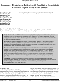 Cover page: Emergency Department Patients with Psychiatric Complaints Return at Higher Rates than Controls