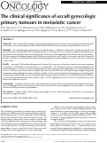 Cover page: The clinical significance of occult gynecologic primary tumours in metastatic cancer.