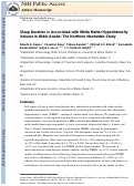 Cover page: Sleep duration is associated with white matter hyperintensity volume in older adults: the Northern Manhattan Study.