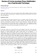 Cover page: Review of Carrier-envelope Phase Stabilization via a Feed-forward Technique