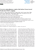 Cover page: Overview and preliminary results of the Surface Ocean Aerosol Production (SOAP) campaign