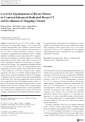 Cover page: Level Set Segmentation of Breast Masses in Contrast-Enhanced Dedicated Breast CT and Evaluation of Stopping Criteria