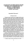 Cover page: Acceptance of Whole-Brain Death Criteria for Determination of Death: A Comparative Analysis of the United States and Japan