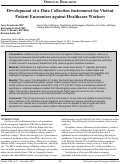 Cover page: Development of a Data Collection Instrument for Violent Patient Encounters against Healthcare Workers