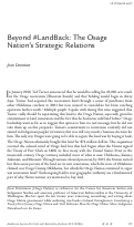 Cover page: Beyond #LandBack: The Osage Nation’s Strategic Relations
