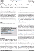 Cover page: Enhancing plasticity in spinal sensorimotor circuits following injuries to facilitate recovery of motor control