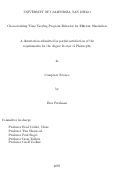 Cover page: Characterizing Time Varying Program Behavior for Efficient Simulation