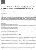 Cover page: Analysis of affinity purification-related proteomic data for studying protein–protein interaction networks in cells