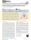 Cover page: Artificial Intelligence Driving Materials Discovery? Perspective on the Article: Scaling Deep Learning for Materials Discovery.