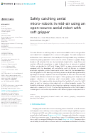 Cover page of Safely catching aerial micro-robots in mid-air using an open-source aerial robot with soft gripper