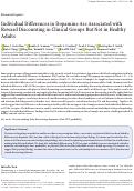 Cover page: Individual Differences in Dopamine Are Associated with Reward Discounting in Clinical Groups But Not in Healthy Adults