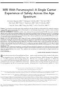 Cover page: MRI with ferumoxytol: A single center experience of safety across the age spectrum