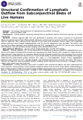 Cover page: Structural Confirmation of Lymphatic Outflow from Subconjunctival Blebs of Live Human Subjects.
