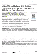 Cover page: A New Universal Follicular Unit Excision Classification System for Hair Transplantation Difficulty and Patient Outcome.