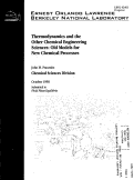 Cover page: Thermodynamics and the other chemical engineering sciences: old models for new chemical processes