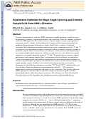 Cover page: Experiments Optimized for Magic Angle Spinning and Oriented Sample Solid-State NMR of Proteins