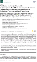 Cover page: Validation of a Single-Nucleotide Polymorphism-Based Non-Invasive Prenatal Test in Twin Gestations: Determination of Zygosity, Individual Fetal Sex, and Fetal Aneuploidy