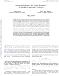 Cover page: Intergroup Relations and Health Disparities: A Social Psychological Perspective