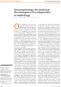 Cover page: Onconephrology: the need and the emergence of a subspecialty in nephrology