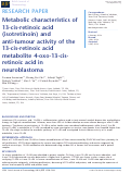 Cover page: Metabolism and anti‐tumour activity of 13‐cRA