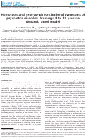 Cover page: Homotypic and heterotypic continuity of symptoms of psychiatric disorders from age 4 to 10 years: a dynamic panel model