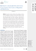 Cover page: Materials for a Sustainable Microelectronics Future: Electric Field Control of Magnetism with Multiferroics