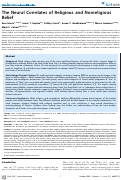 Cover page: The Neural Correlates of Religious and Nonreligious Belief