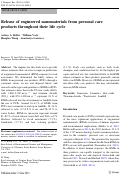 Cover page: Release of engineered nanomaterials from personal care products throughout their life cycle