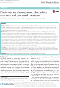 Cover page: Ebola vaccine development plan: ethics, concerns and proposed measures.