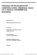 Cover page: Testing of peak demand limiting using thermal mass at a small commercial building