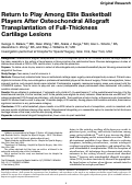 Cover page: Return to Play Among Elite Basketball Players After Osteochondral Allograft Transplantation of Full-Thickness Cartilage Lesions