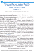 Cover page: A Compact Current–Voltage Model for 2-D-Semiconductor-Based Lateral Homo-/Hetero-Junction Tunnel-FETs