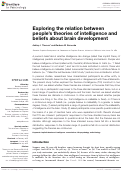 Cover page: Exploring the relation between people’s theories of intelligence and beliefs about brain development