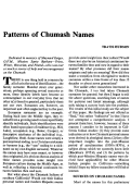 Cover page: Patterns of Chumash Names