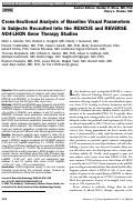 Cover page: Cross-Sectional Analysis of Baseline Visual Parameters in Subjects Recruited Into the RESCUE and REVERSE ND4-LHON Gene Therapy Studies.