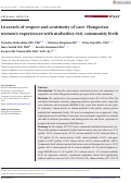 Cover page: In search of respect and continuity of care: Hungarian women's experiences with midwifery‐led, community birth