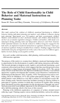 Cover page: The Role of Child Emotionality in Child Behavior and Maternal Instruction on Planning Tasks