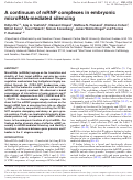 Cover page: A continuum of mRNP complexes in embryonic microRNA-mediated silencing