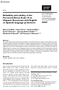 Cover page: Reliability and validity of the Perceived Stress Scale-10 in Hispanic Americans with English or Spanish language preference.